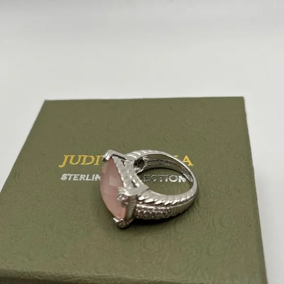 Judith Ripka Sterling Diamonique Rose Quartz Doublet Ring Size 5 - Picture 2 of 10